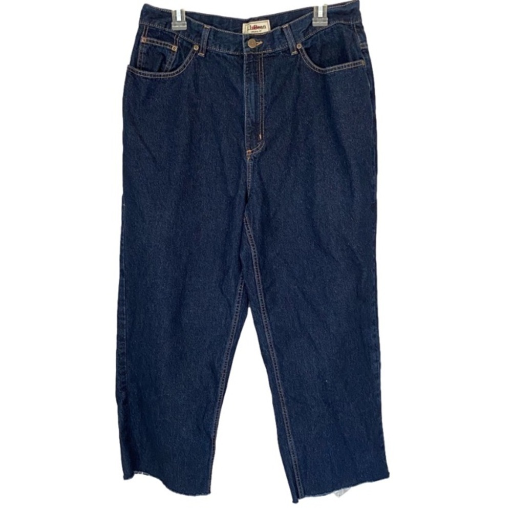 L.L. BEAN Jeans Regular Fit 5 Pocket Short Raw Leg Hem Women Size 18